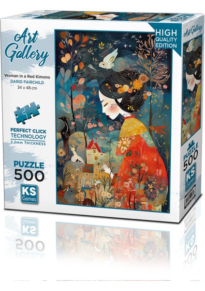 A Woman In Red Kimono 500 Parça Puzzle