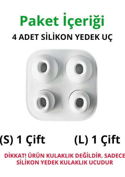 Apple Airpods Pro / Pro 2 Ile Uyumlu Üretilmiş Yedek Silikon Kulaklık Ucu (S/l) 2 Li Set fiyatları