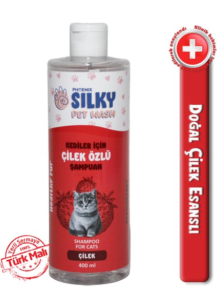 - Kedilere Özel Doğal Çilek Özlü Şampuan - 400ML