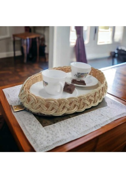 Çok amaçlı bambu oval sepet ahşap zeminli