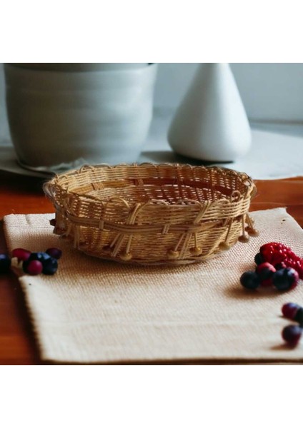 Çok amaçlı bambu sepet dekoratif boncuk ışlemeli sepet 0009_m1