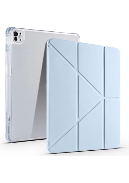 Apple iPad Air 13 2024 Uyumlu Kılıf Tri Folding Kalem Bölmeli Standlı Kılıf