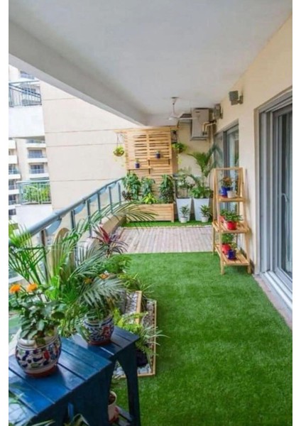 Balkon Ve Bahçeye Uygun Dış Ve Iç Mekan Uyumlu Yapay Çim Halı 7 Mm 200 X 1900 Cm