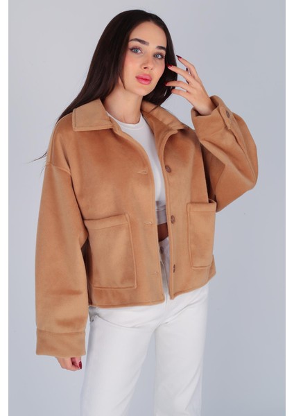 Kadın Camel Cep Detaylı Kısa Kaşe Ceket modelleri