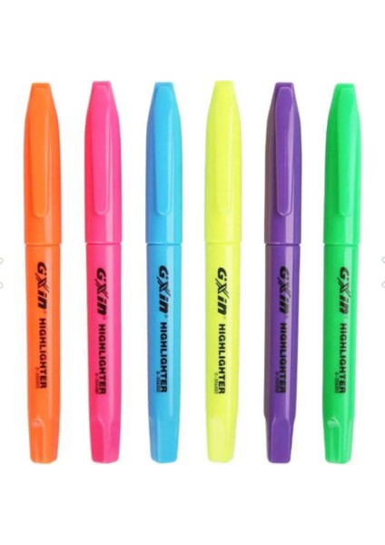 Fosforlu Kalem 6 Renk Canlı Renkler Yuvarlak Kalem / Highlighter Fluore Scent