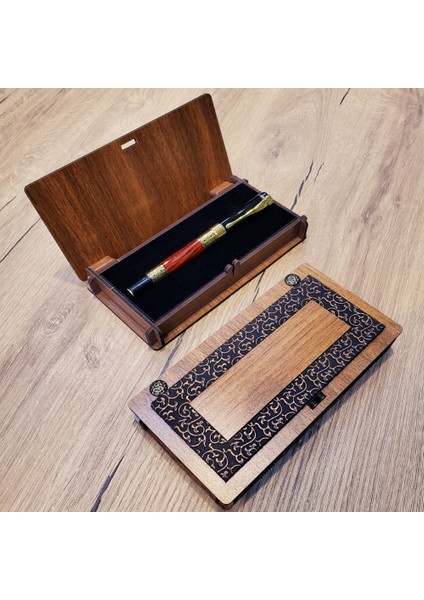 Kişiye Özel Premium Ahşap Deri Kutulu Metal Roller Kalem