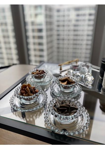 6'lı Boncuk Kenarlı Çerezlik Kase