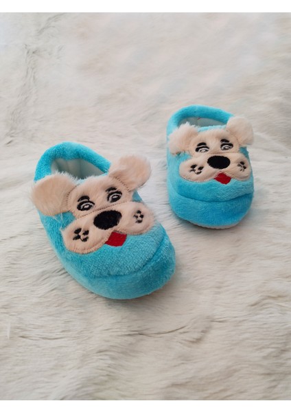 Köpek Figürlü Peluşlu Kaymaz Yumuşak Esnek Tabanlı Günlük Anaokulu Kışlık Erkek & Kız Çocuk Panduf