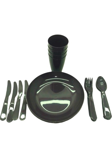 Piknik Seti Plastik 20 Parça .tabak-Bardak-Çatal-Kaşık-Bıçak (4764)