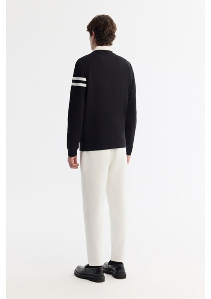 Erkek Siyah Bisiklet Yaka Pamuklu Baskılı Elastan Sweatshirt A42y1284 fırsatları