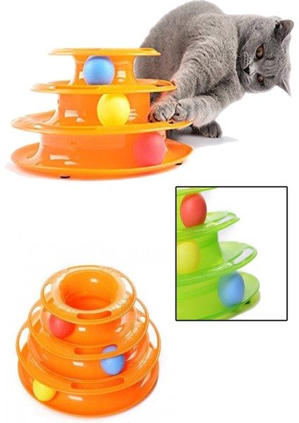 Tower Of Tracks Eğleneli Üç Katlı Kedi Oyuncağı Seti Oyuncağı (4764)