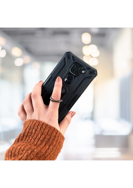 Xiaomi Redmi Note 9 Yüzüklü Standlı Tlp Tank Kılıf (Armor Mılıtary Case)