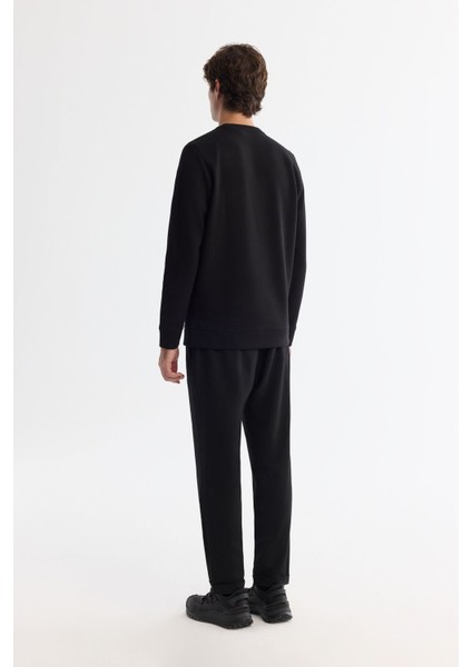 Erkek Siyah Bisiklet Yaka Pamuklu Baskılı Elastan Sweatshirt A42y1240 fırsatları