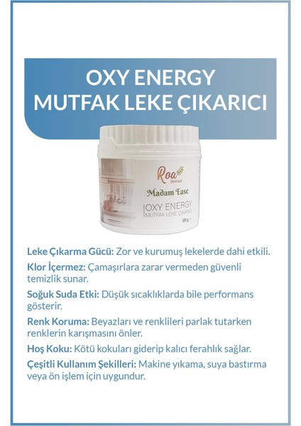 Roa Bitkisel Oxy Energy Çamaşır Toz Leke Çıkarıcı 500Gr