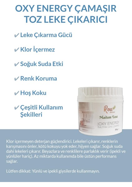 Roa Bitkisel Oxy Energy Çamaşır Toz Leke Çıkarıcı 500Gr