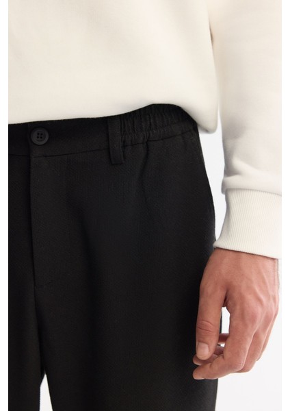 Erkek Siyah Yanı Lastikli Gofreli Chino Pantolon B003037