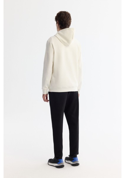 Erkek Ekru Kapüşonlu Pamuklu Baskılı Elastan Sweatshirt A42y1324 fırsatları