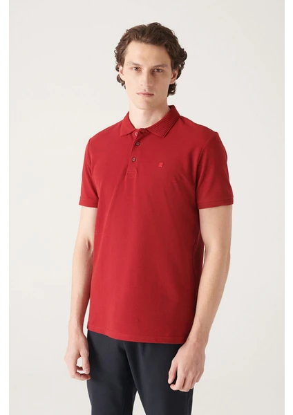 Erkek Bordo 3 Düğmeli %100 Mısır Pamuğu Polo Yaka T-Shirt B001027