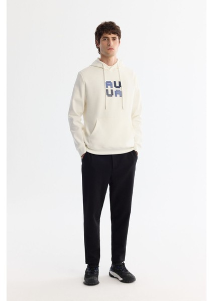 Erkek Ekru Kapüşonlu Pamuklu Baskılı Elastan Sweatshirt A42y1324 indirimleri