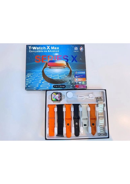 T-Watch X Max 46 mm Akıllı Saat 7 Kordon Bir Arada Çok Fonksiyonlu