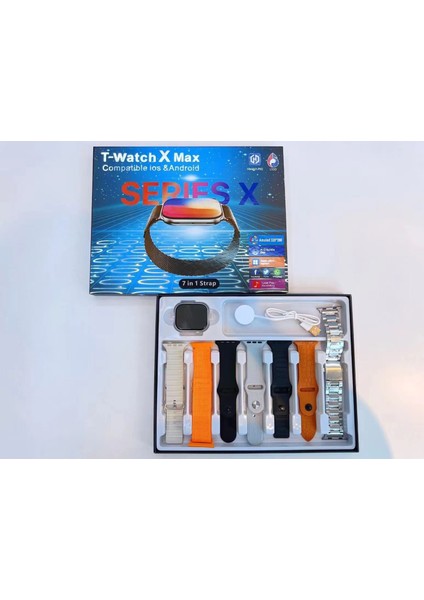 T-Watch X Max 46 mm Akıllı Saat 7 Kordon Bir Arada Çok Fonksiyonlu