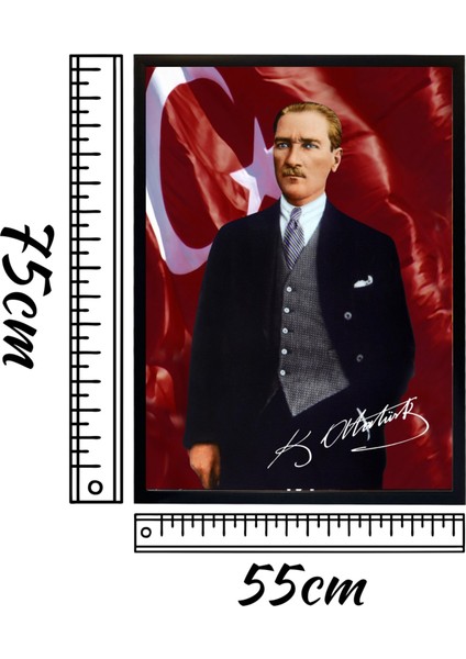 Atatürk Tablo Kanvas Baskı Tablo - Çerçeveli Portre Atatürk Tablo Ölçü 55CM x 75CM