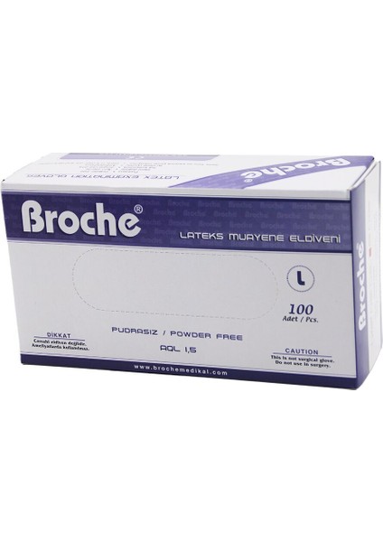 Broche L Pudrasız Muayene Eldiveni 100LÜ (4764)
