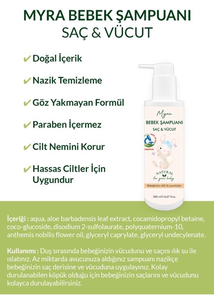 Myra Bebek Şampuanı Saç & Vücut 200 ml fiyatları