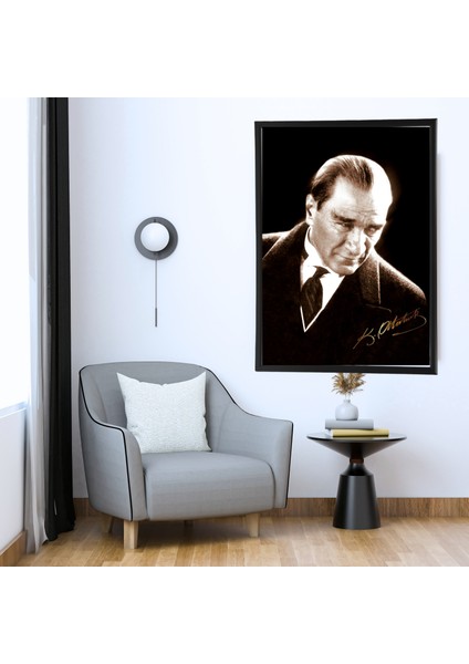 Atatürk Tablo Kanvas Baskı Tablo - Çerçeveli Portre Atatürk Tablo Ölçü 55 cm x 75 cm