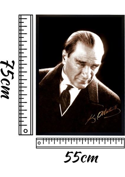 Atatürk Tablo Kanvas Baskı Tablo - Çerçeveli Portre Atatürk Tablo Ölçü 55 cm x 75 cm