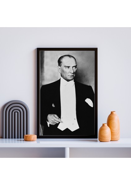 Atatürk Tablo Kanvas Baskı Tablo - Çerçeveli Portre Atatürk Tablo Ölçü 55CM x 75CM