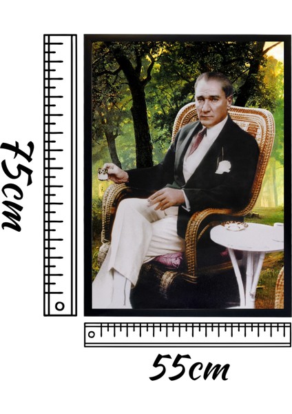 Atatürk Tablo Kanvas Baskı Tablo - Çerçeveli Portre Atatürk Tablo Ölçü 55CM x 75CM