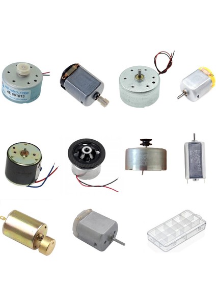 Küçük Tip Elektrik Dc Motor Deney Seti Kutulu - 10 Adet (Titreşim ve Oyuncak Motoru Hediyeli)