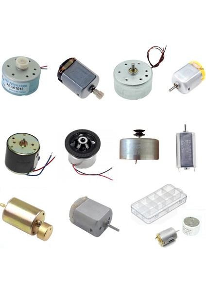 Küçük Tip Elektrik Dc Motor Deney Seti Kutulu - 10 Adet (Titreşim ve Oyuncak Motoru Hediyeli)