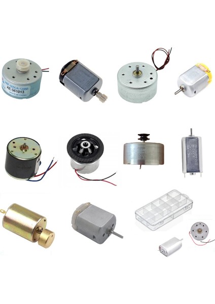 Küçük Tip Elektrik Dc Motor Deney Seti Kutulu - 10 Adet (Titreşim ve Oyuncak Motoru Hediyeli)