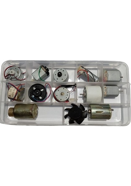 Küçük Tip Elektrik Dc Motor Deney Seti Kutulu - 10 Adet (Titreşim ve Oyuncak Motoru Hediyeli)
