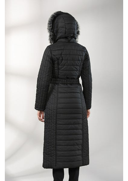 Kapüşonlu Kapitone Kaban 0813-01 Siyah modelleri