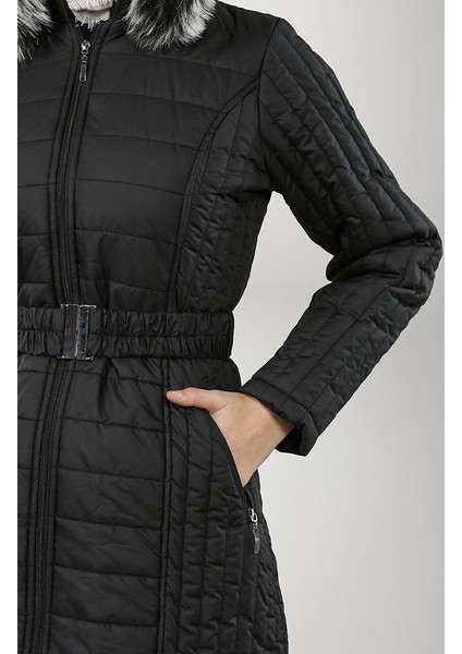 Kapüşonlu Kapitone Kaban 0813-01 Siyah fırsatları