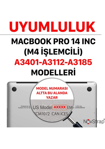 Novstrap Apple Macbook Pro 14 Inç M4/pro/max A3401 A3112 A3185 ile Uyumlu Kılıf Sert Parlak Koruma