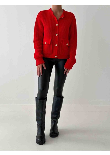 Triko Hırka Gold Düğmeli