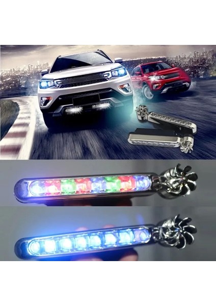 Rgb Rüzgar Enerjisi Ile Çalışan Oto LED Çakar Lamba ( 2 Li Set )