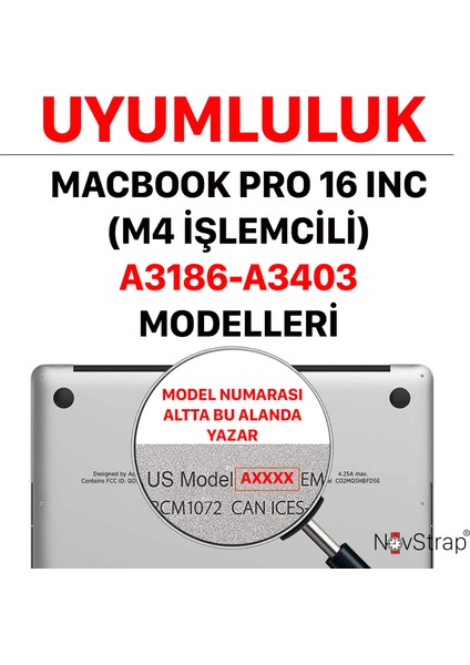 Novstrap Apple Macbook Pro 16 Inç M4/pro/max A3186 A3403 ile Uyumlu Kılıf Sert Parlak Koruma Kapak