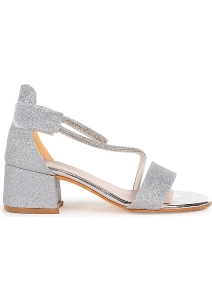 Pisar Günlük Kız Çocuk 4 cm Topuklu Sandalet Abiye Ayakkabı Gümüş modelleri