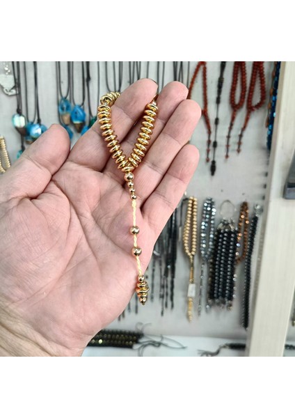 2 Parmak Basık Model Altın Renk Hematit Taşı Minik Tesbih 6 x 3 mm fiyatları