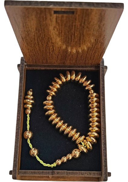 2 Parmak Basık Model Altın Renk Hematit Taşı Minik Tesbih 6 x 3 mm modelleri