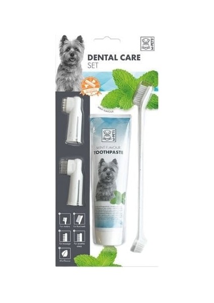 Köpekler Için Naneli Aromalı Diş Macunu ve Fırça Seti