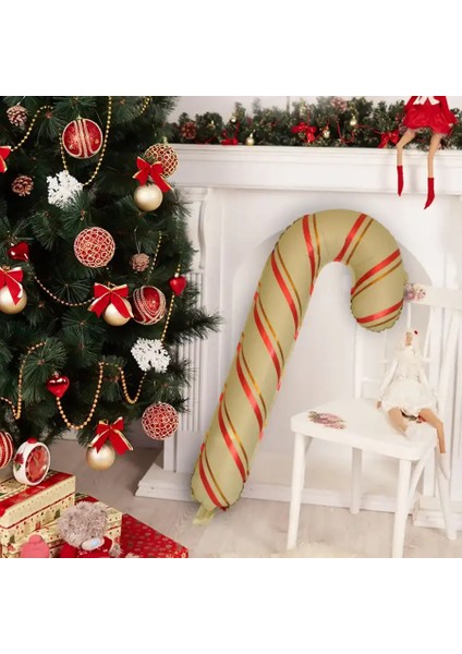 Baston Şeker Folyo Balon 80 cm Yılbaşı Süsü