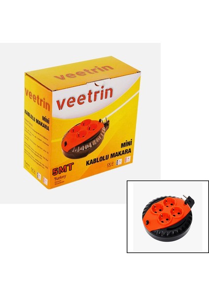 5 mt Mini Makaralı Uzatma Kablo 3 x 1.5 mm (4764)