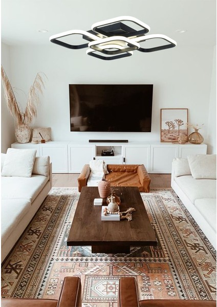 TT302-4+1-SY Kare Tt Aydınlatma Mat Siyah Plofonyer 5 Li LED Avize