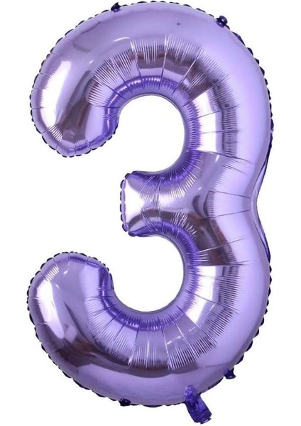 Mor Renk 3 Rakam Folyo Balon 100 cm
